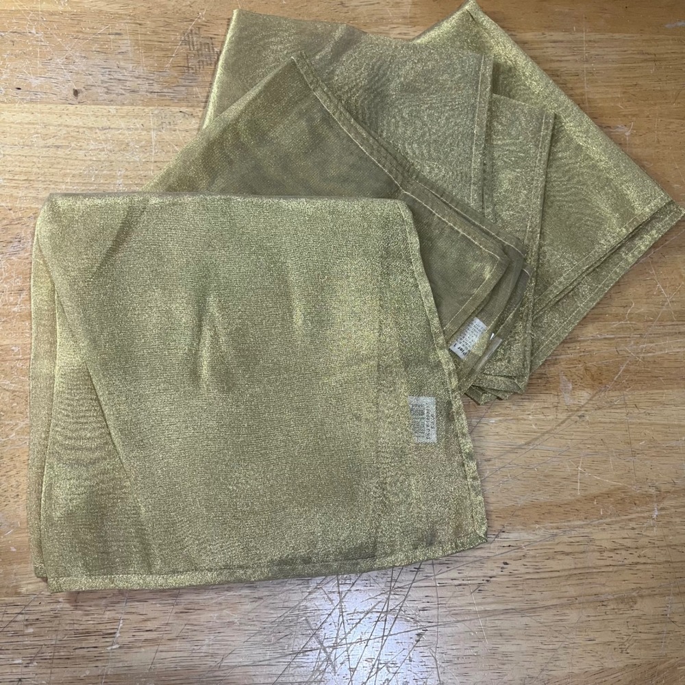 Pier 1 Imports Gold Organza Napkins Set of 4 Metallic Shimmer 20x20 Vtg